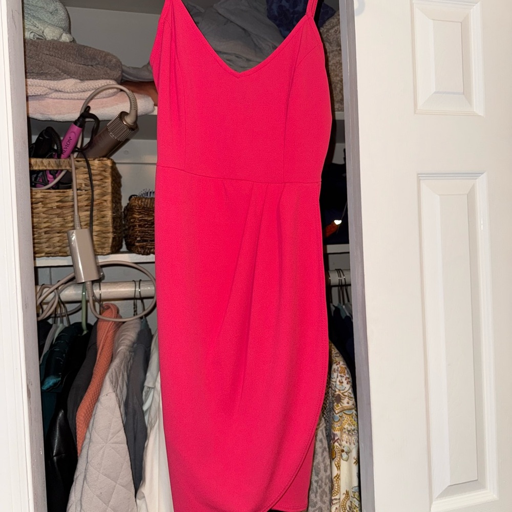 Bebe Pink Sheath Midi Dress Spaghetti Strap